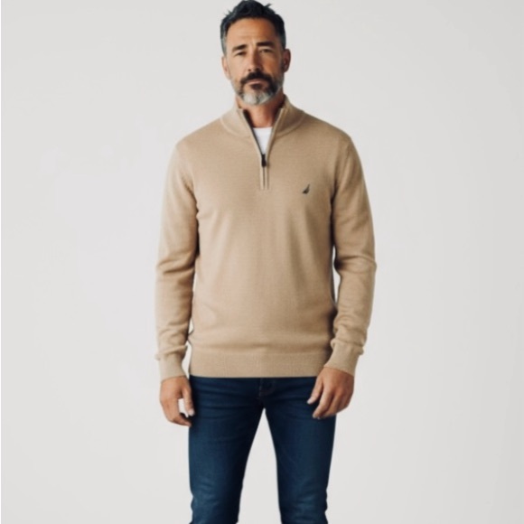 Nautica Men's Tan Zip-Up Sweater- Perfect condition. Size: XL - Picture 1 of 6